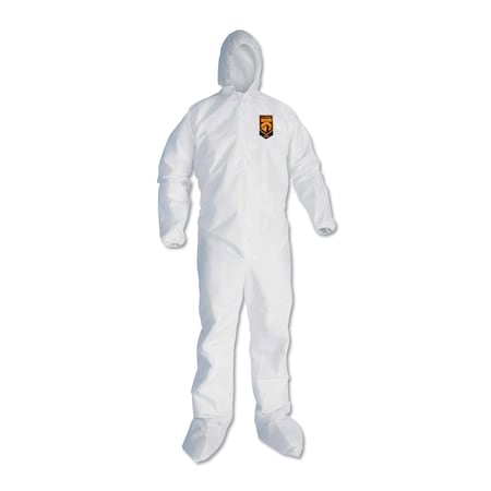 A30 Elastic Back And Cuff Hooded/Boots Coveralls, 3XL, White, 21PK